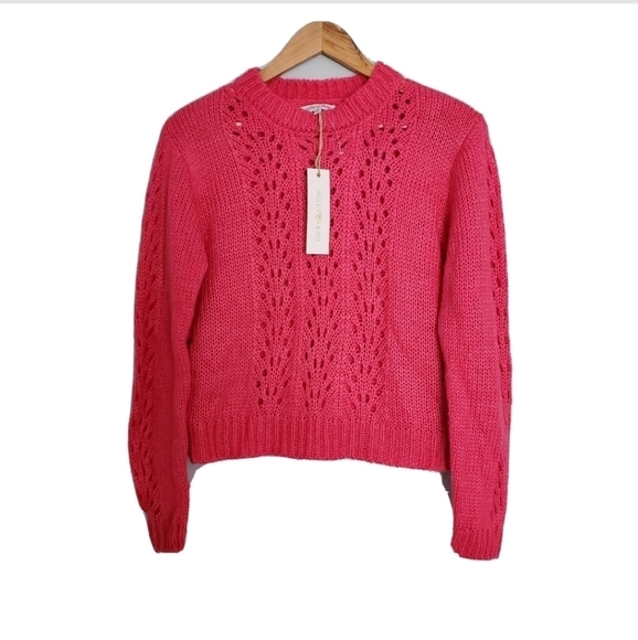 NWT WOVEN HEART Open Stitch Hot Pink Sweater - Picture 1 of 4